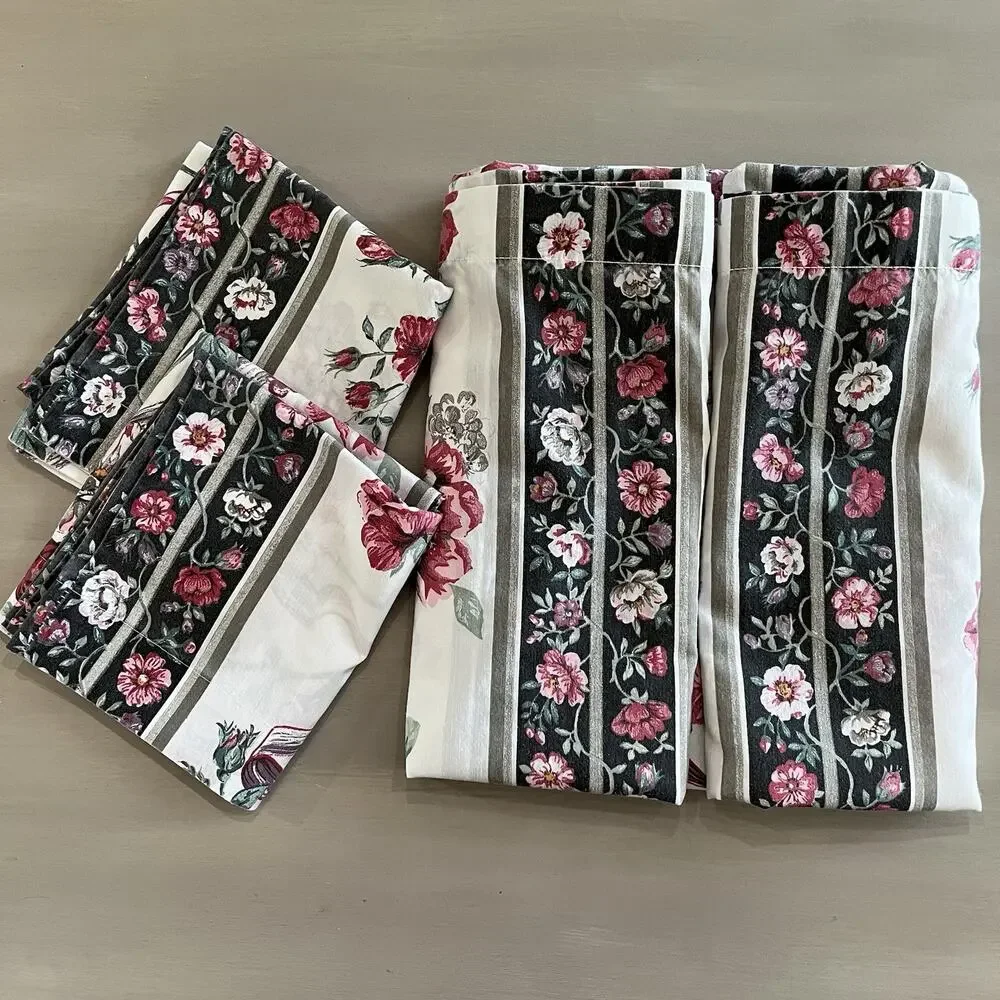 VTG Percale Thomaston Queen Flat Sheet & 2 Pillow Cases English Garden Floral - Picture 4 of 6